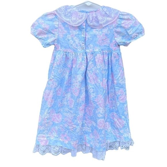 VTG Disney Winnie the Pooh Cottagecore Floral Dress 2T Lace Pierrot Collar USA - Picture 2 of 16